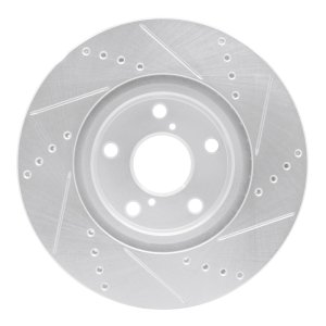 Lexus IS250 Brake Rotor (1) - Front - R1 Concepts - Drilled & Slotted - Silver - `06-`15